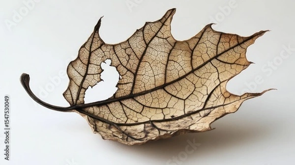 Fototapeta Dried leaf skeleton intricate veins detail