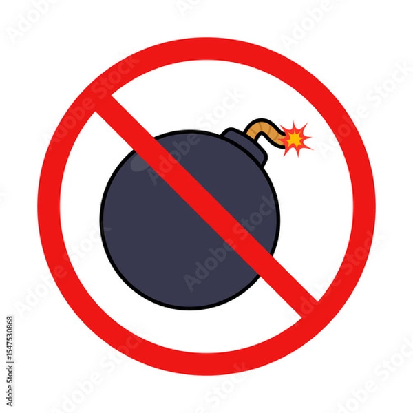 Obraz No Bomb Sign on White Background
