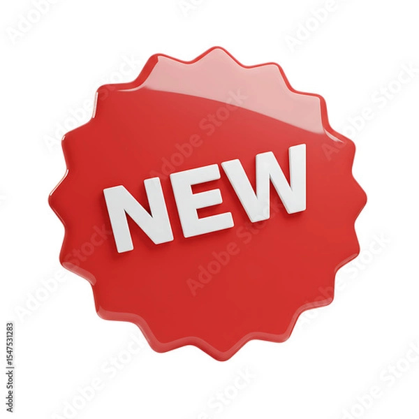 Fototapeta Vibrant red glossy wavy label with raised white features image