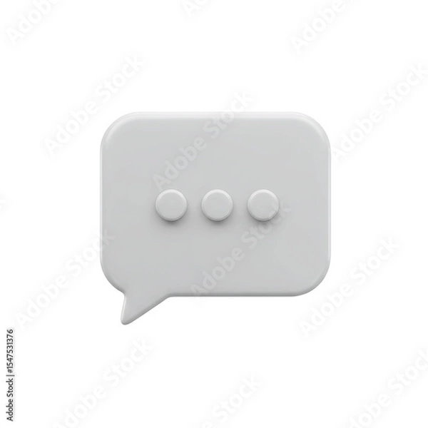 Fototapeta White embossed speech bubble icon with three dots communication symbol