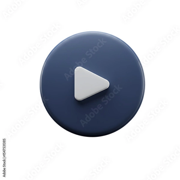 Fototapeta White play button on dark blue circular button image for media