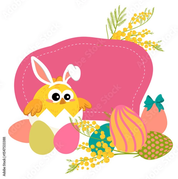 Fototapeta Happy chicken and eggs collection for easter party, Emodji for your collection. Vector illustration