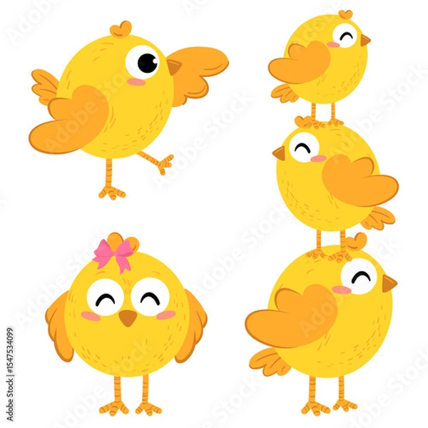 Fototapeta Happy chicken collection for easter party, Emodji for your collection. Vector illustration