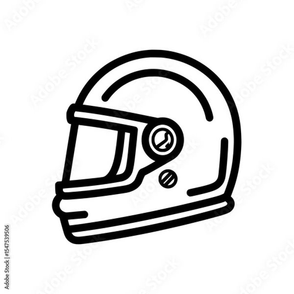 Fototapeta Racing helmet icon, outlined and featuring an editable stroke, is a pictogram for bikers or drivers, including those involved in moto racing and car piloting, typically used in relation to racing