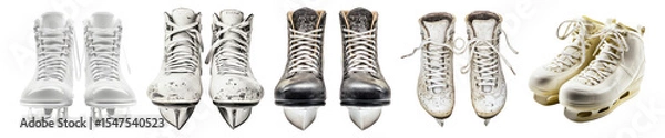 Fototapeta Various Ice Skates in Different Styles and Colors for Winter Sports, Isolated on Transparent, white background