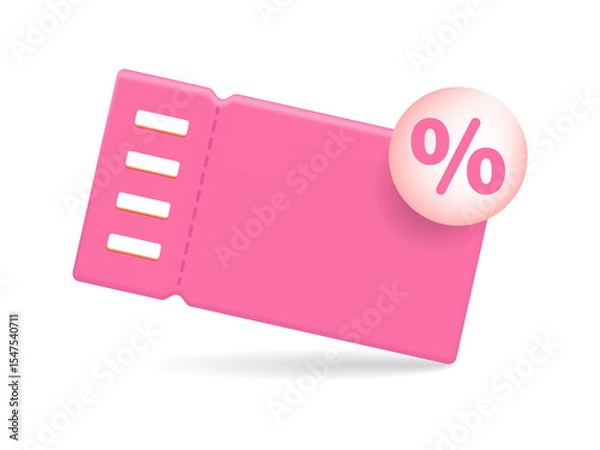 Obraz Pink gift coupon with a percentage sign. The concept of business promotion and online shopping at a discount. Label, banner.