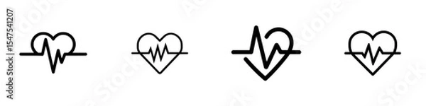 Fototapeta A simple digital cardiology display icon featuring a black single heart beat pulse line in flat design, suitable for use as a modern pictogram in infographics, ads, app logos, web buttons, and ui ux