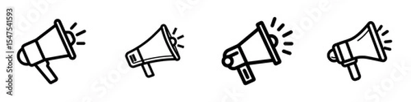 Fototapeta A linear icon of a megaphone with sound is used for advertising and distribution, and features a line with editable stroke