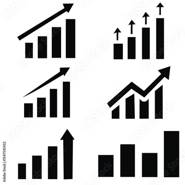 Fototapeta Growing graph icon set.  chart icon.
