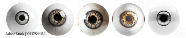 Fototapeta Close-Up View of Human Eyes with Diverse Colors and Textures, Isolated on Transparent, white background
