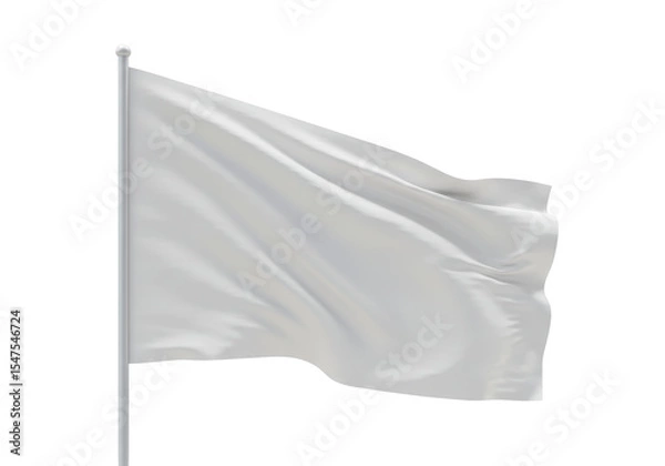 Fototapeta Isolated White Flag Waving Surrender Concept