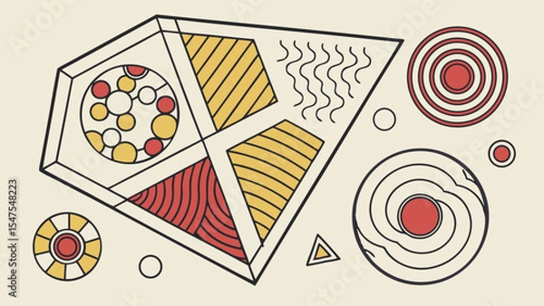 Obraz Abstract modern geometric pattern background with colorful shapes lines and circles graphic art
