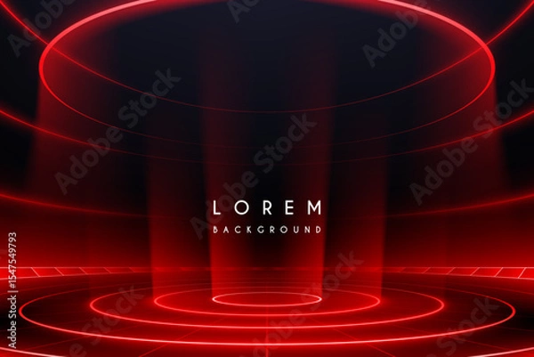 Fototapeta Red light stage with rings