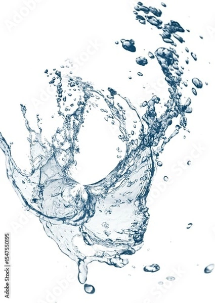 Fototapeta 白背景に飛び散った抽象的な青い水しぶきの3dイラスト