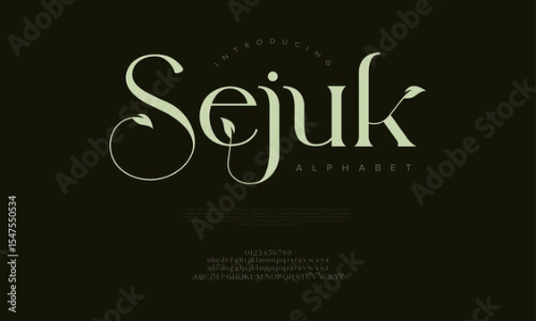 Fototapeta Nature-inspired serif font with leafy swirls and fresh elegance