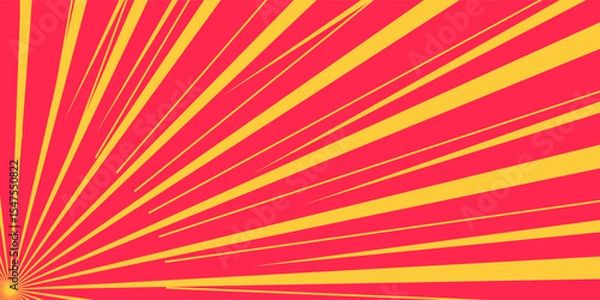 Obraz Comic book speed red yellow color lines isolated on background stripe and radial effect style for manga speed frame, Vector 10 eps.