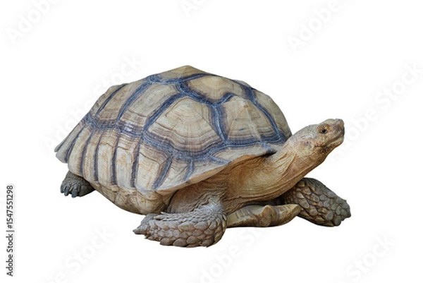 Fototapeta Sulcata tortoise isolated on transparent background png file