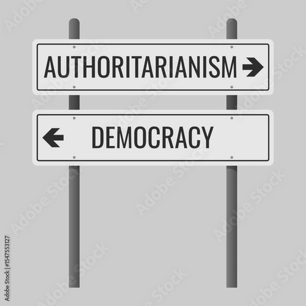 Obraz Authoritarianism vs Democracy roadsign