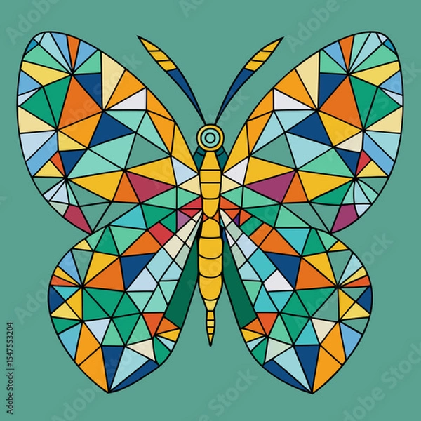 Fototapeta Mosaic tile butterfly vector



