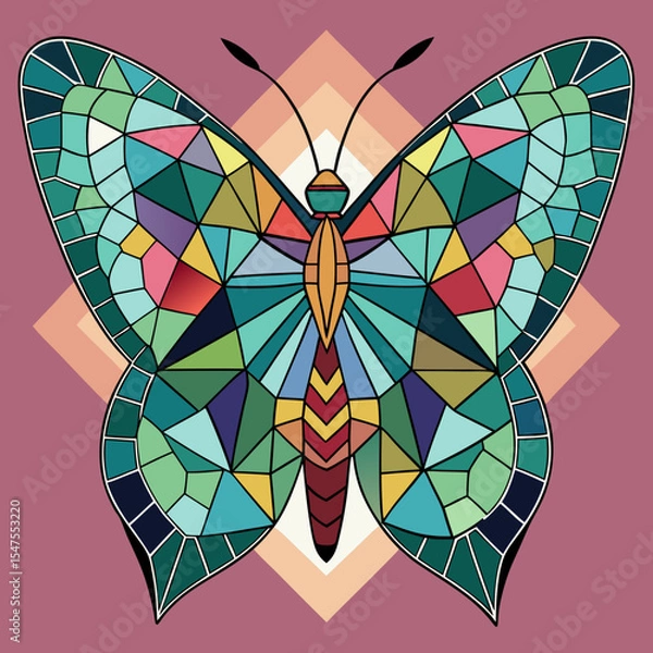 Obraz Mosaic tile butterfly vector



