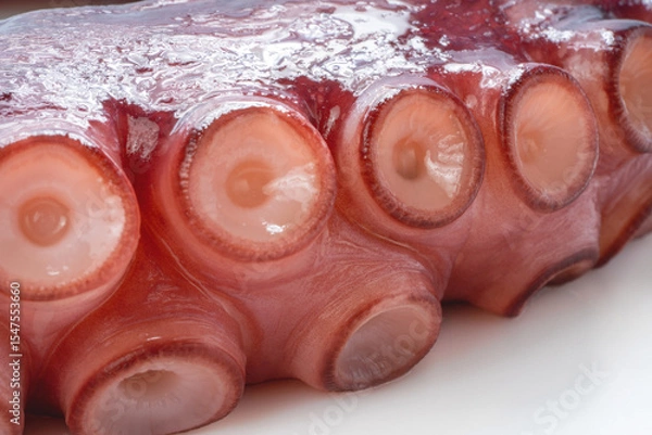 Obraz Closeup,Raw Tentacles of octopus on white background, kraken tentacles with suckers.