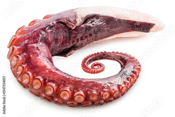 Obraz Closeup,Raw Tentacles of octopus on white background, kraken tentacles with suckers.
