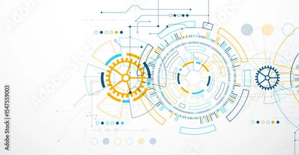 Obraz Abstract background. Scientific and technological concept with the use of technical elements formed in the shape of a circle. Vector