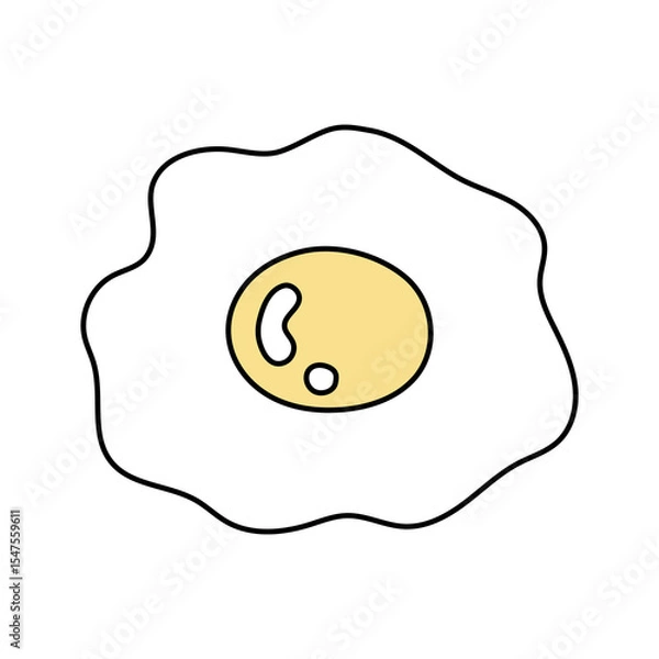 Fototapeta Hand drawn illustration of a fried egg on a white background