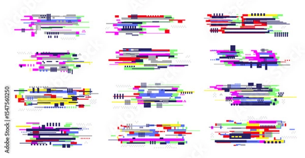 Obraz Tv glitch. Digital noise effect vhs distortion recent vector stylized artefact