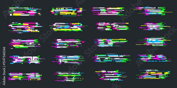 Obraz Glitches. Video textures digital noise visualization recent vector tv glitches