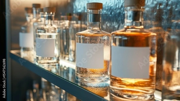 Fototapeta Artisan spirits lined up embodying craft and tradition with clean lines warm