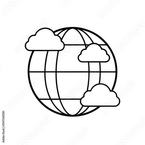 Obraz globe-with-clouds-icon-on-white-background--.svg
