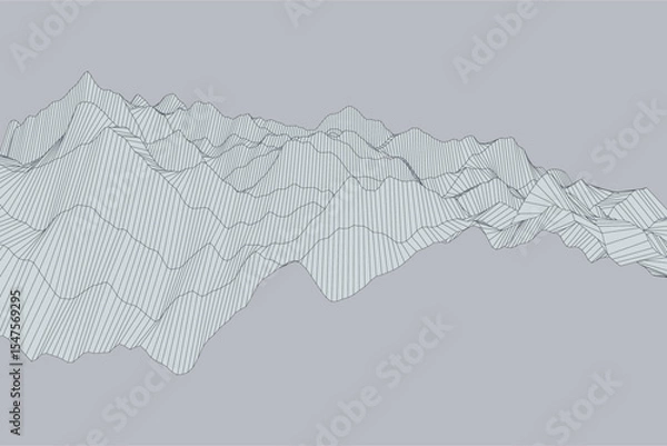 Fototapeta Turbulent landscape made of fine linear contours forming irregular patterns on a neutral background