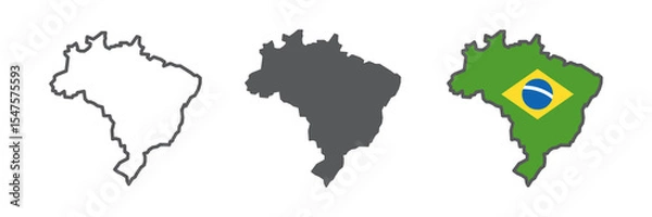 Fototapeta Map of Brazil icon collection, country and geography, brazil map sign vector set graphics, editable stroke linear icon, eps 10