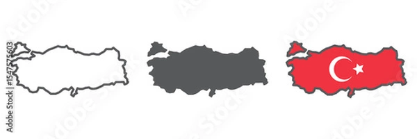 Fototapeta Map of Turkiye icon collection, country and geography, Turkey map sign vector set graphics, editable stroke linear icon, eps 10