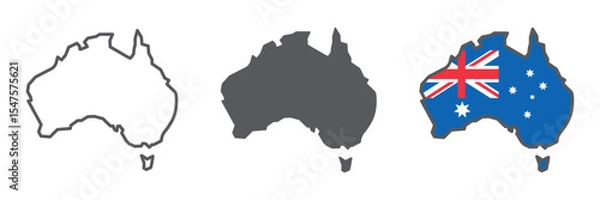 Fototapeta Map of Australia icon collection, country and geography, Australia map sign vector set graphics, editable stroke linear icon, eps 10