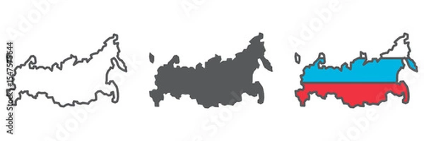 Fototapeta Map of Russia icon collection, country and geography, Russia map sign vector set graphics, editable stroke linear icon, eps 10