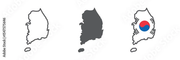 Fototapeta Map of South Korea icon collection, country and geography, south Korea map sign vector set graphics, editable stroke linear icon, eps 10
