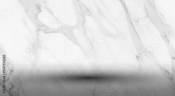 Fototapeta A white marble surface with gray veining and a blurred shadow creating a sense of depth and texture