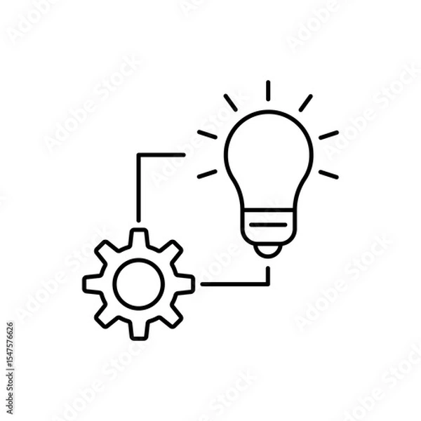 Fototapeta Cogwheel with lightbulb line icon. Innovation concept