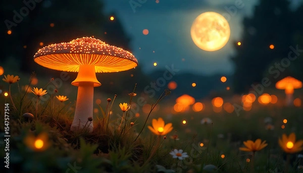 Obraz Enchanted Mushroom Night
