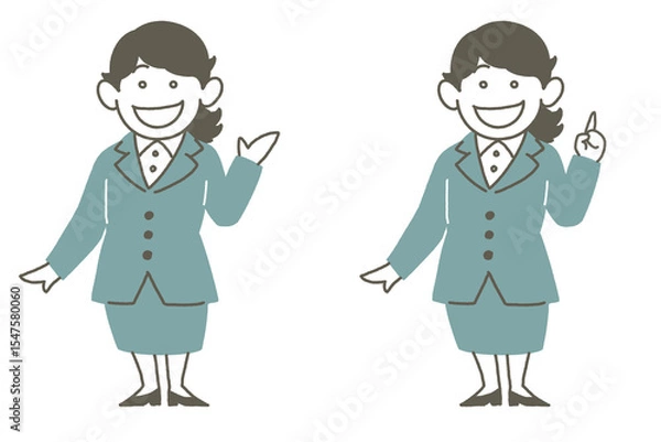 Fototapeta スーツの女性緑01-01