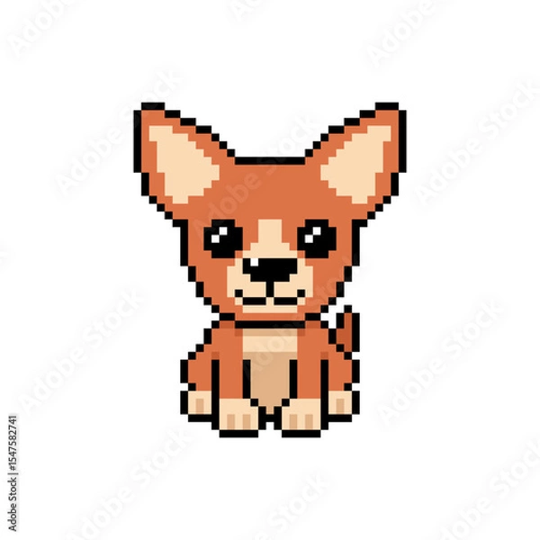 Obraz Pixel art cute chihuahua dog vector in retro style