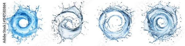 Fototapeta Realistic splash of liquid water forming swirl, transparent

