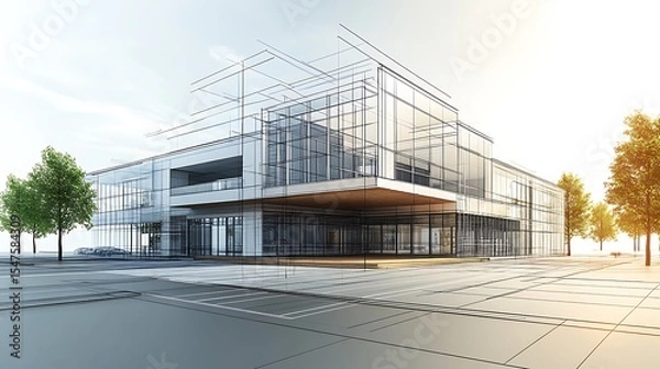 Fototapeta Healthcare clinic layout draft details reception waiting examination rooms high resolution picture