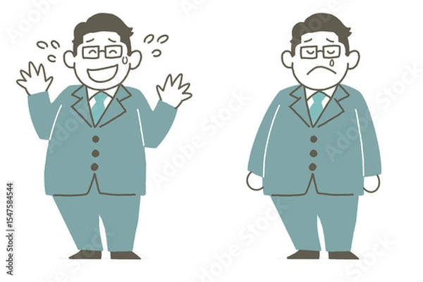 Obraz スーツの男性緑01-04