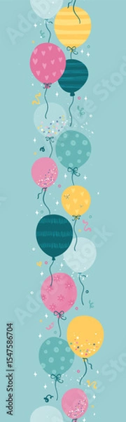 Obraz Fun hand drawn party seamless design with fun balloons. Great for birthday parties, textiles, banners, wallpapers, wrapping - vector design