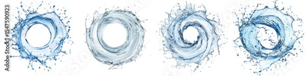 Fototapeta Spiraling water explosion effect, isolated on transparent background

