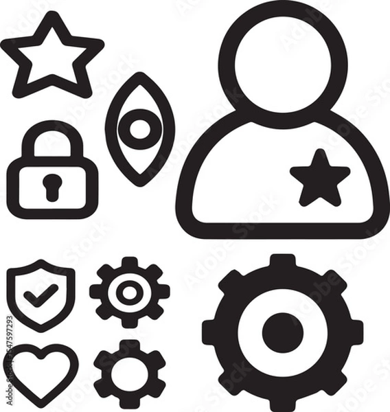 Fototapeta Flat Minimalist Digital Security and Privacy Icons