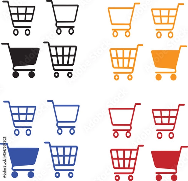 Fototapeta Flat Minimalist Shopping Cart Vector Icon